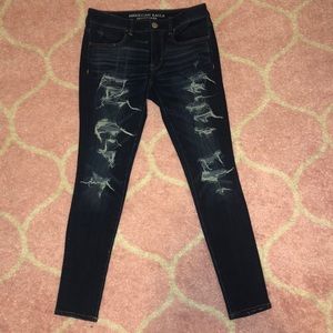 American Eagle Outfitters dark ripped jeans